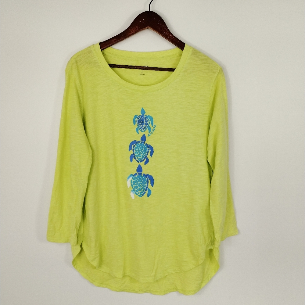 Escape by Habitat Turtles High Low Tee Size Small Yellow